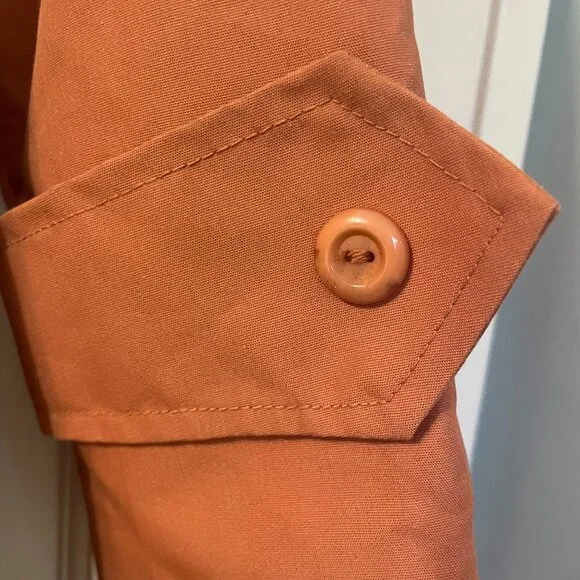 Peach Trench Coat Plaid Lining Size Medium - Picture 13 of 13